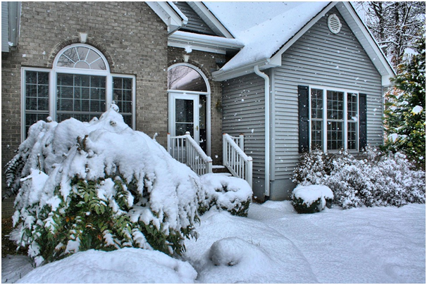 Exterior of a home in snowy weather